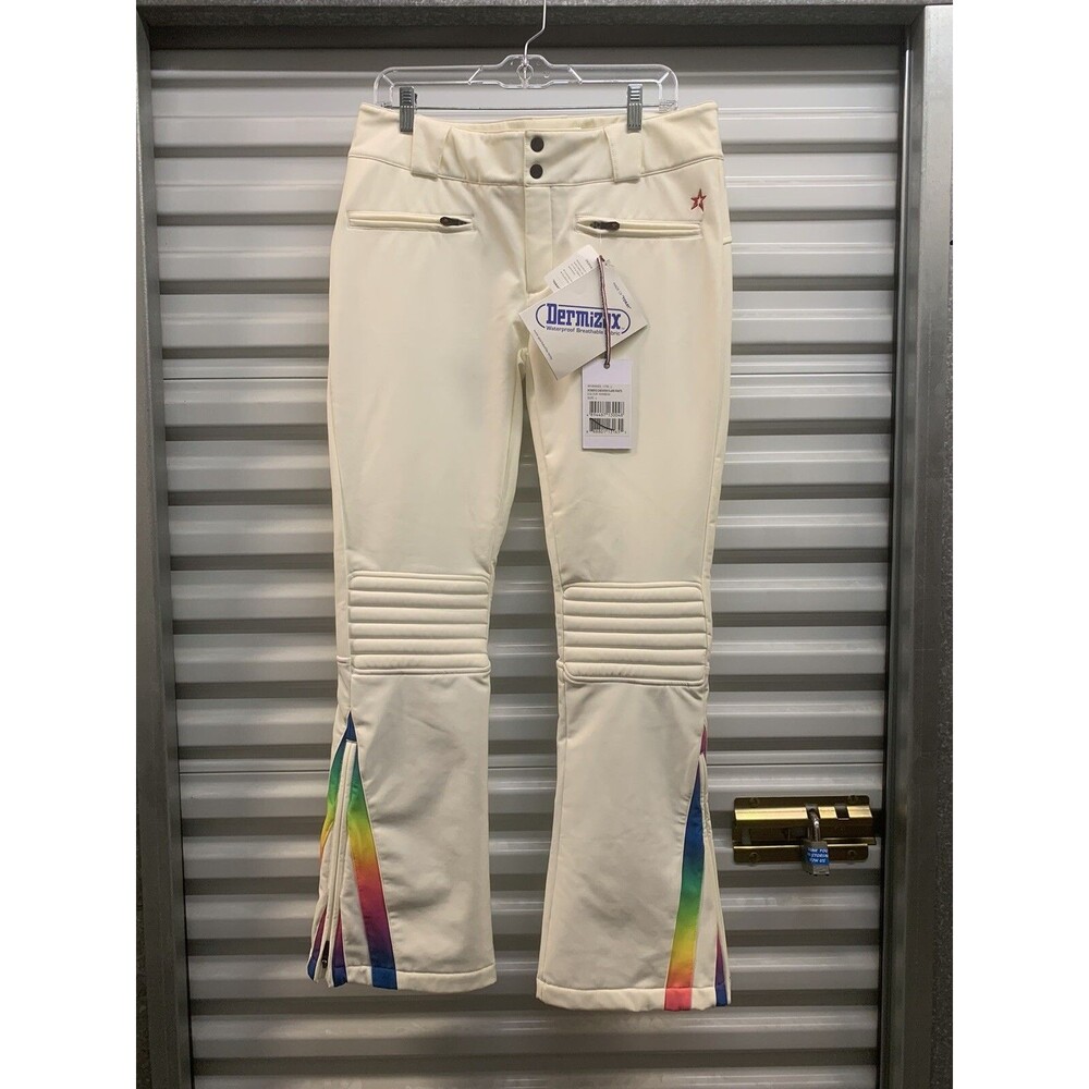 NWT Perfect Moment Womens Chevron Flare Ski Rainbow Snow Pants L